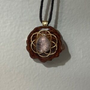 Third Eye Pinecone necklace with rose quartz🩷✨